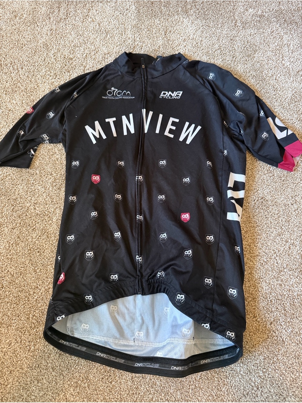 Kids Black Cycling Jersey with Owl Accent